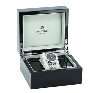 Özel logolu saat kutusu siyah lake saat kutusu kişiselleştirilmiş ahşap saat kutusu satılık