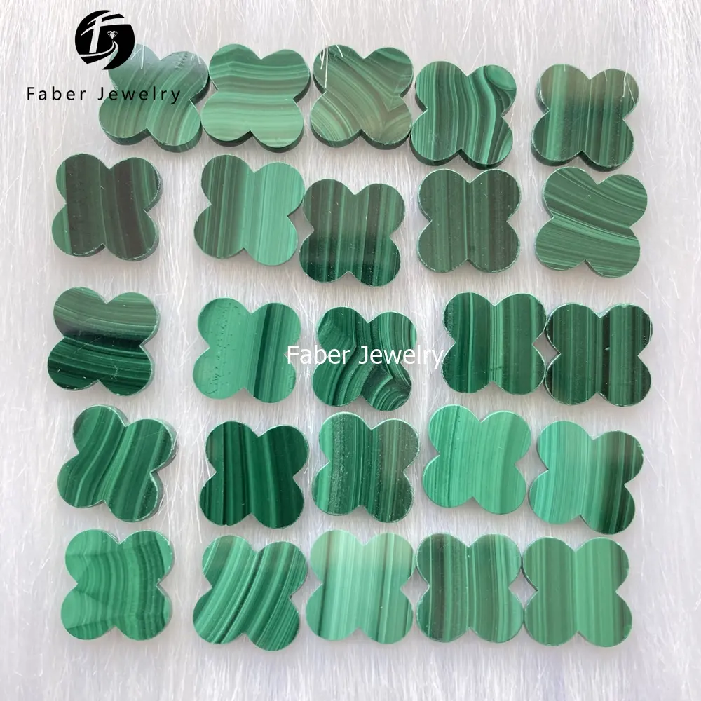 Top Selling 100% Natural Top Quality Malachite Clover 13x13mm Green Malachite Stone
