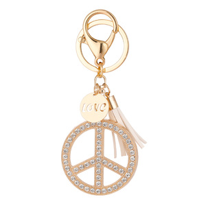 Llavero de Lujo con Símbolo de la Paz, Estilo Coreano, con Borlas, Flecos, Metal, Diamantes de Imitación y Cristal, Colgante para Bolso o Espejo Retrovisor de <span class=keywords><strong>Coche</strong></span> - Product Image 5