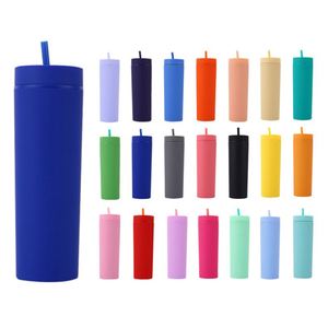 Gobelets isothermes en acrylique à double paroi, fin, mats, personnalisés USA, 16oz et 24oz, avec couvercles et pailles - Product Image 5