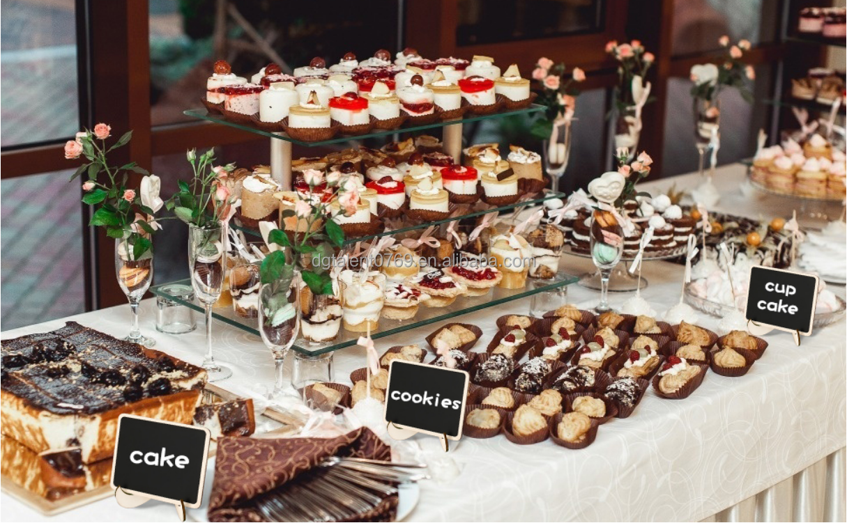 Mini Cartelli Lavagna In Legno - 20 Pezzi Bifacciali - Per Buffet, Matrimoni, Compleanni - Etichette Alimentari E Segnaposti