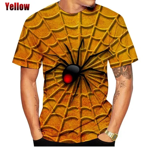 Camiseta con estampado 3D a la moda para hombre, camisetas gráficas de telaraña divertidas para hombre y mujer, camisetas informales de manga corta de verano, ropa de calle