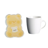 Dessous de verre multifonctions en acrylique, mignon motif ours, tapis pour tasse de café, dessous de verre, pour boissons