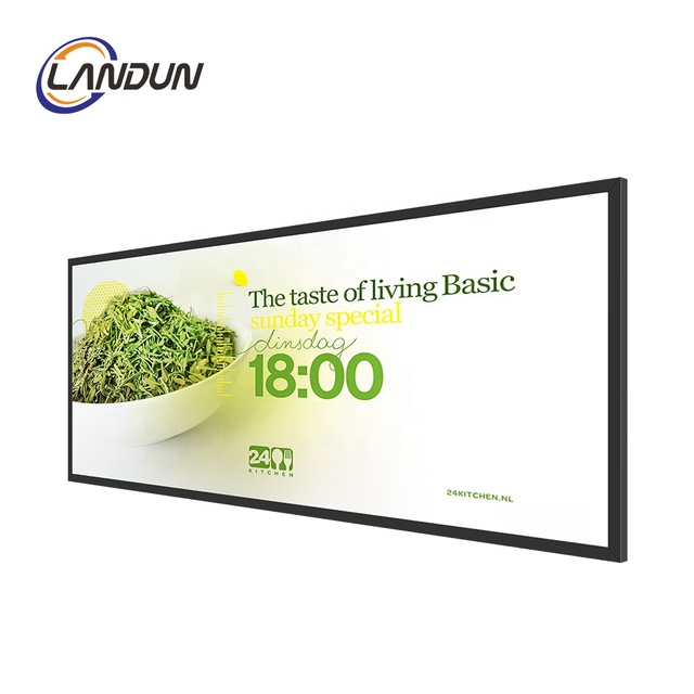 Wall Mounted Supermarket Ultra Wide Strip Advertising Digital Signage 48.8 49.5 58.4 Inch ODM/OEM Custom Size LCD Display Screen