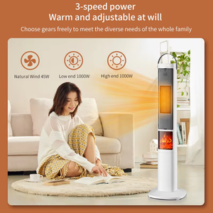 Calentador eléctrico infrarrojo portátil PTC 3D simulación llama chimenea Control remoto ventilador de plástico oscilante resistente al sol y al viento - Product Image 5
