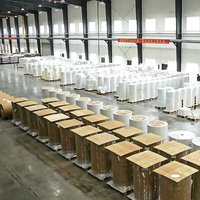 Papel de Transferencia Térmica Mate de 70g, Adhesivo Termofusible Permanente, Material de Rollo Jumbo de Glassine Amarillo de 60g