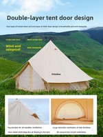Tente yourte Bell à double couche en toile Oxford, quatre saisons, pour camping en plein air, pique-nique, 300x200cm, imperméable >3000mm, résistante à la pluie