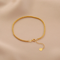 Fabricant de bijoux fins en or AU750 en gros, chaîne torsadée de 1 mm de haute qualité, bracelet en or 18 carats pour femme, cadeau