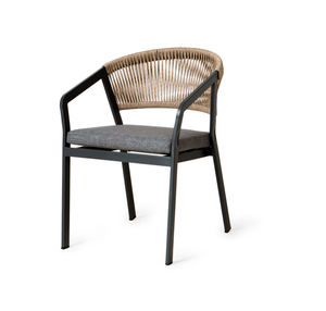 आउटडोर डाइनिंग कैफे कॉफी सेट हाउस या ऑफिस के लिए लोहे के फ्रेम पे रतन बुनाई के साथ घरेलू ग्लास टॉप - Product Image 2