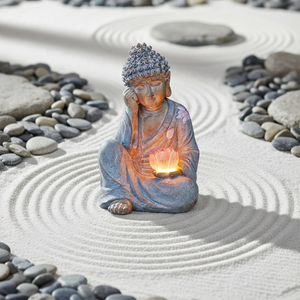 LEADER – Statue <span class=keywords><strong>de</strong></span> Bouddha, lumière extérieure en forme <span class=keywords><strong>de</strong></span> fleur <span class=keywords><strong>de</strong></span> Lotus, étanche, solaire, rechargeable, figurine lumineuse faite à la main, décoration <span class=keywords><strong>Zen</strong></span> pour <span class=keywords><strong>jardin</strong></span> - Product Image 6