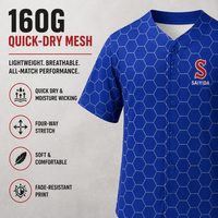 Jersey Baseball Custom Grosir Cetak Heksagonal Cepat Kering Bernapas Kancing Depan Poliester Sublimasi Seragam Tim Atasan