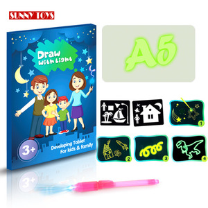 2 en 1 divertido desarrollo juguetes educativos fluorescente escritura a5 tamaño ruso/Inglés tablero de dibujo de luz para - Product Image 2