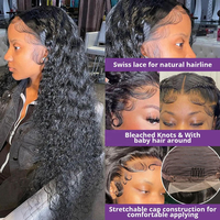Peluca de Cabello Humano Virgen Vietnamita con Ondas Profundas, Encaje Frontal Transparente HD 13x4, Sin Pegamento, Pre-Desplumada, Aspecto Natural, Grado 12A, Venta al Por Mayor