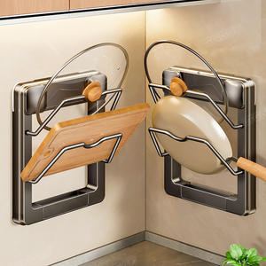 Support mural pour couvercles de casseroles, design minimaliste, pour planches à découper et rangement de poêles, avec fonction de suspension, forme rectangulaire - Product Image 2