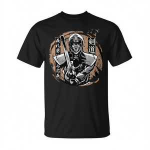 T-shirt Kendo Armor Bogu Shinai per Arti Marziali Samurai Giapponesi, Unisex, Girocollo, Manica Corta, Stampa Grafica - Product Image 3