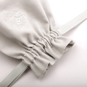 Pochette de rangement pour bijoux en coton et lin, à fond rond, personnalisée, avec cordon de serrage, broderie tendance - Product Image 2