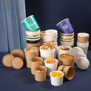 Einweg-Becher in Lebensmittelqualität für Takeaway 16 Unzen Papiersuppenbehälter hochwertige heiße Becher aus Kraftpapier für Suppe