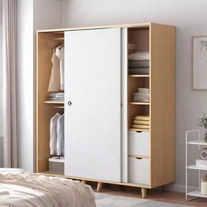 Armoire de rangement domestique à assemblage simple moderne porte coulissante casiers de chambre petites armoires familiales