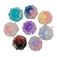 Aksesori Kerajinan Resin Mawar Bercahaya 37mm Hiasan Bunga Plastik Semi Buatan Tangan untuk Kerajinan DIY