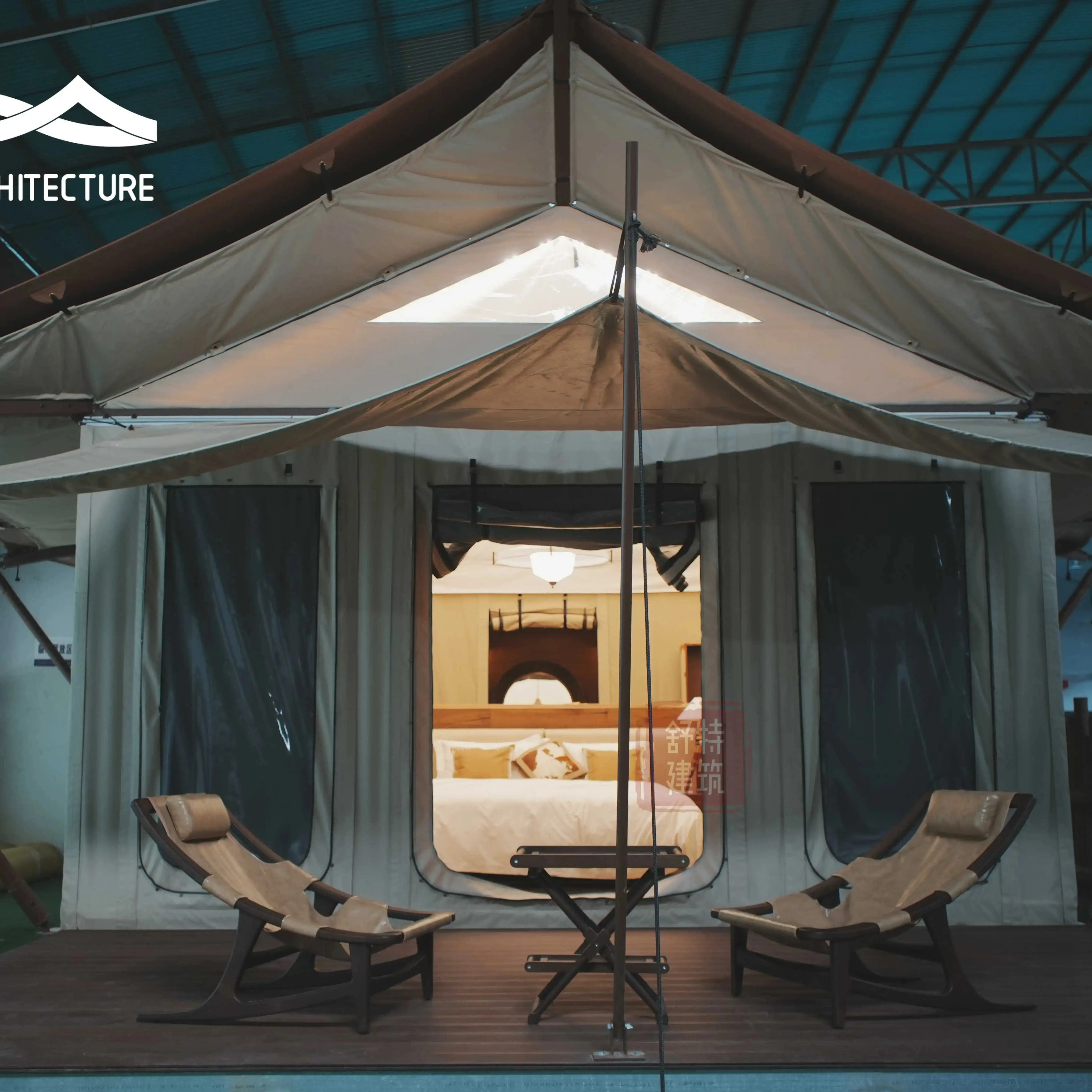 Tenda besar luar ruangan tahan air mewah Hotel tenda De Clamp Lodge kanvas Resort tenda untuk kamar Hotel