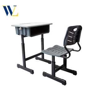 Muebles Escolares Modernos Directo de Fábrica, Juego de Escritorio y Silla Ajustables con Mesa de Madera Plástica Ecológica y Resistente para Estudiantes - Product Image 1
