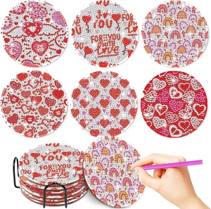 Ensemble de 6 pièces en gros, kit de peinture au diamant 5D en forme de cœur pour <span class=keywords><strong>la</strong></span> Saint-Valentin, bricolage, dessin au diamant, dessin personnalisé en plastique, portrait, fleurs, dessins animés, boîte - Product Image 1