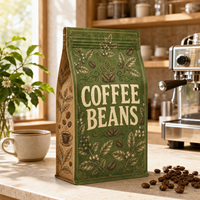 Sacs à café à huit soudures latérales finition mate 250g 500g 1kg avec fermeture éclair refermable et personnalisation pour grains de café de spécialité