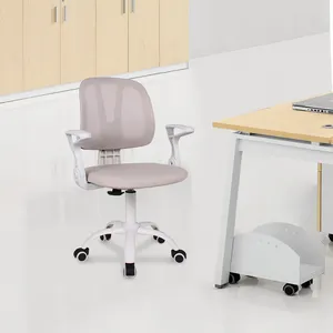 Thuisgebruik Hoge Kwaliteit Luxe Ergonomische Kleine Stoffen Zitting Witte Bureaustoel Comfortabele Draaibare Mesh Bureaustoel