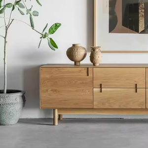 Meuble TV de luxe en noyer massif avec tiroirs pour salon moderne - Product Image 5