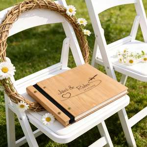 Livre d'or de mariage personnalisé en bois, livre rustique sur mesure pour la réception, album photo pour les invités, souvenir de mariage personnalisé - Product Image 4