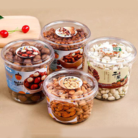 Boîte à fruits secs et noix hermétique, boîte à collation transparente, noix de macadamia, pignons de pin, lait de dattes, cacahuètes, mangue séchée, boîte ronde en plastique