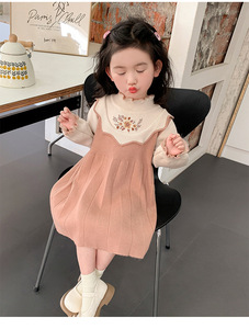 Vestido de Suéter para Niñas, Estilo Nuevo de Primavera y Otoño, Ropa Infantil a la Moda, Vestido de Princesa de Manga Larga Tejido para Bebés - Product Image 3