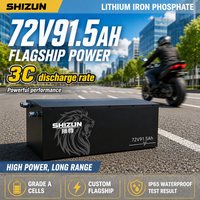 48V 60V 72V 91.5Ah High Capacity Electric Motorcycle LiFePO4 Battery Pack Built-in BMS Protection System IP65 Rated 3000+ Cycles