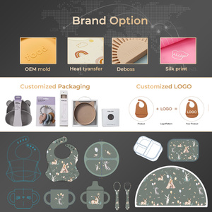 Peralatan makan silikon untuk bayi, Set peralatan makan cangkir bayi silikon tanpa tumpahan 2-in-1 produk bayi silikon - Product Image 6