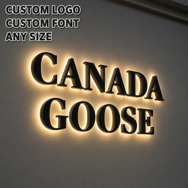 Custom logo Business Led Channel Letter Stainless Steel Metal 3d Outdoor Wall Business Shop Store logo 3d Backlit Signage