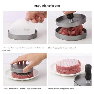 Juego 100 papeles de prensa de hamburguesas antiadherentes, molde de Metal para hamburguesas para carne, hamburguesas, hamburguesas, hojas de papel de hamburguesas de cera gratis, fabricante de hamburguesas de carne - Product Image 2