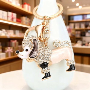 Llavero de Dachshund de Cristal y Diamantes de Imitación, Accesorio de Decoración para Coche, Colgante de Moda, Lindo y Lujoso - Product Image 3