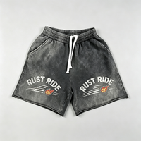 Shorts gris délavés effet vieilli, style streetwear, avec motif SALT WAVE, pour hommes et unisexe, lot en gros