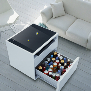 Bàn Nhiều Cạnh Giường Thông Minh Bằng Thủy Tinh Cẩm Thạch Hiện Đại Kích Thước Rộng 500Mm Gắn Trên Giường Với Ngăn Kéo Tủ Lạnh Đồ Uống Bia - Product Image 2