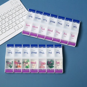 Boîte de rangement hebdomadaire pour pilules, 7 jours, 14 compartiments, organisateur de médicaments à touches de piano, en plastique, vente en gros - Product Image 5