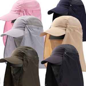 New Anti UV Outdoor UPF 50+ Nylon Foldable Cap Removable Flap and Face Cover Custom logo Trucker <b>Hats</b> for Women <b>Men</b> - Product Image 2