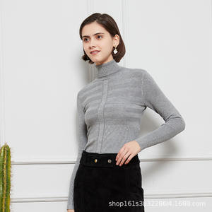 Maglione Casual da <span class=keywords><strong>donna</strong></span> tinta unita con Pullover lavorato a maglia con motivo a righe moda moderna Roupas Femininas - Product Image 2