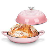 Cocotte en fonte émaillée 5,5 QT, four à pain avec couvercle, revêtement antiadhésif 7 couches, poignées à boucle, compatible cuisinière et four, vert