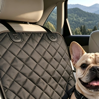 Housse de siège avant de voiture pour chien en tissu Oxford noir, imperméable, anti-rayures, doublure en coton perlé de 5 mm, pliable, coussin de siège copilote pour animaux de compagnie