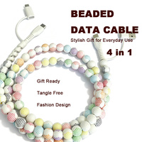 Kabel Data Golf Beaded 4 in 1, Kabel Tipe C, Hadiah Elektronik Trendi