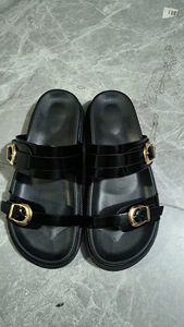 Büyük boy 36-43 siyah kahverengi düz taban sandalet flip flop açık slaytlar kadınlar için - Product Image 4