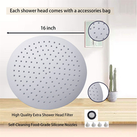 Pommeau de douche rond de 12 pouces à effet pluie, haute pression, en acier inoxydable, cascade, grand format, fin, pour salle de bain, douche, sortie unique, toilettes