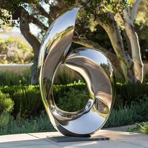 Sculptures <span class=keywords><strong>de</strong></span> <span class=keywords><strong>lune</strong></span> en acier inoxydable modernes <span class=keywords><strong>de</strong></span> grande taille pour <span class=keywords><strong>la</strong></span> décoration extérieure des hôtels et villas QUYANG, <span class=keywords><strong>avec</strong></span> éclairage - Product Image 3
