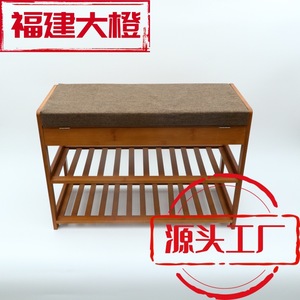 Fujian Dacheng <b>Bamboo</b> Shoe Storage <b>Stool</b> With Cushion And Shelf For Home Use - Product Image 1