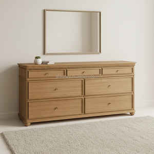 Cómoda de Madera Maciza de Roble de Estilo Francés MYHOME con Seis Cajones, Mueble de Almacenamiento Moderno y Lujoso para Dormitorio - Product Image 5